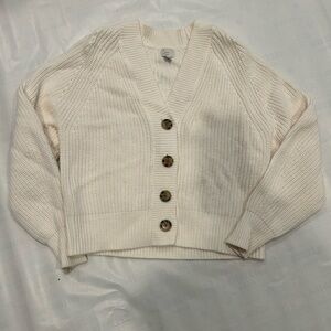 Cream Knit Button Cardigan
